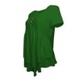 thumbnail image 2 of Women's Button Front Tunic Tops Solid Color Crew Neck Summer Blouses Dressy Casual Loose T Shirts, Grey, S, 2 of 3