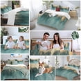 thumbnail image 5 of 3 Piece Modern Turquoise Gold Duvet Cover Set Full Size, Microfiber Comforter/Quilt Cover with Corner Ties and 2 Pillowcases, Abstract Teal Minimalist Art All Season Soft Bedding with Zipper Closure, 5 of 8