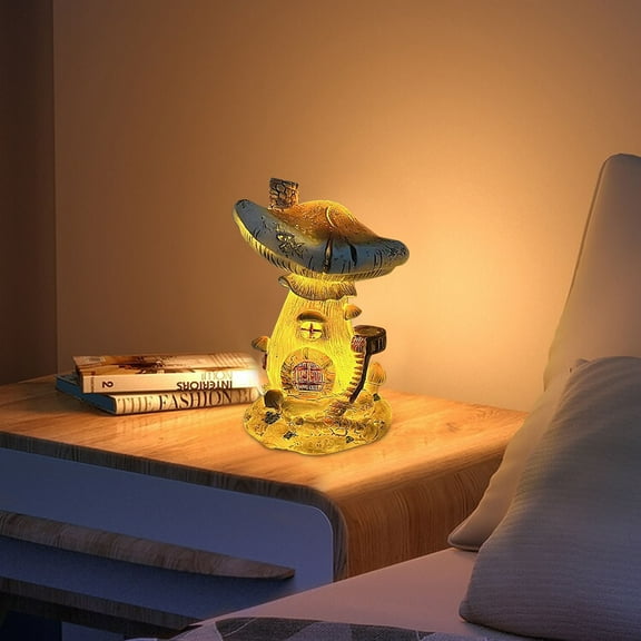 taicans Vintage Resin Mushroom Table Lamp Painting Mushroom Table Lamp New Stained Glass Plant Night Light