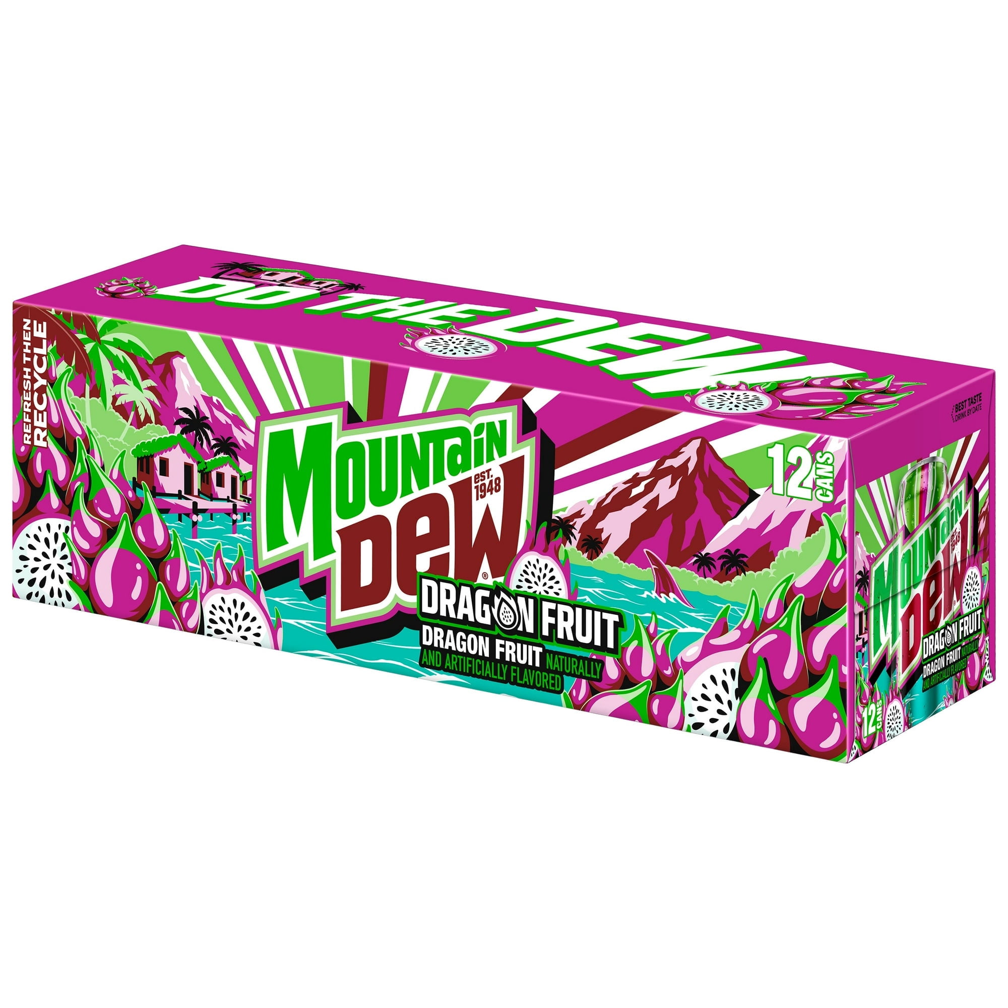 Mountain Dew Dragon Fruit Soda, 12 fl oz Cans, 24 Pack**