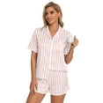 thumbnail image 5 of DAKIMOE Womens Silk Satin Pajamas Short Sleeve Loungewear Two-Piece Sleepwear Button-Down Pj Set, 5 of 6