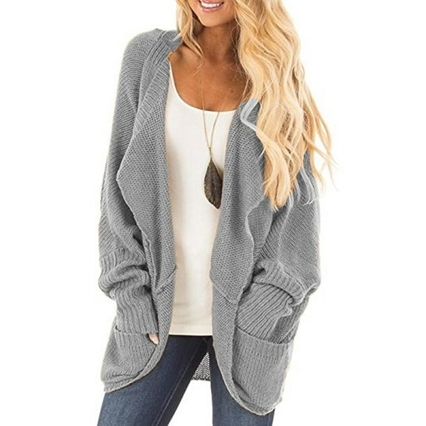 Sysea Open Front No Buttons Women Batsleeve Casual Knit Cardigan Sweater Walmart Com Walmart Com
