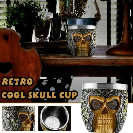 

Winter Savings Clearance! SuoKom Stainless Steel Teacup: Retro Stainless Steel Resin Skull Cup For 3D Design