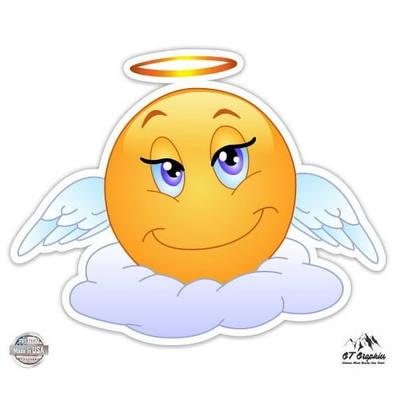 Angel Emoji - 3" Vinyl Sticker - For Car Laptop I-Pad Phone Helmet Hard Hat - Waterproof Decal