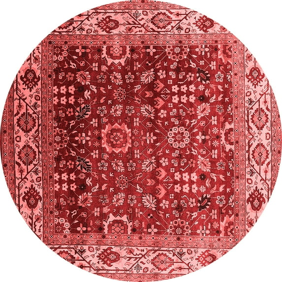 Ahgly Company Indoor Round Oriental Red Industrial Area Rugs, 4' Round