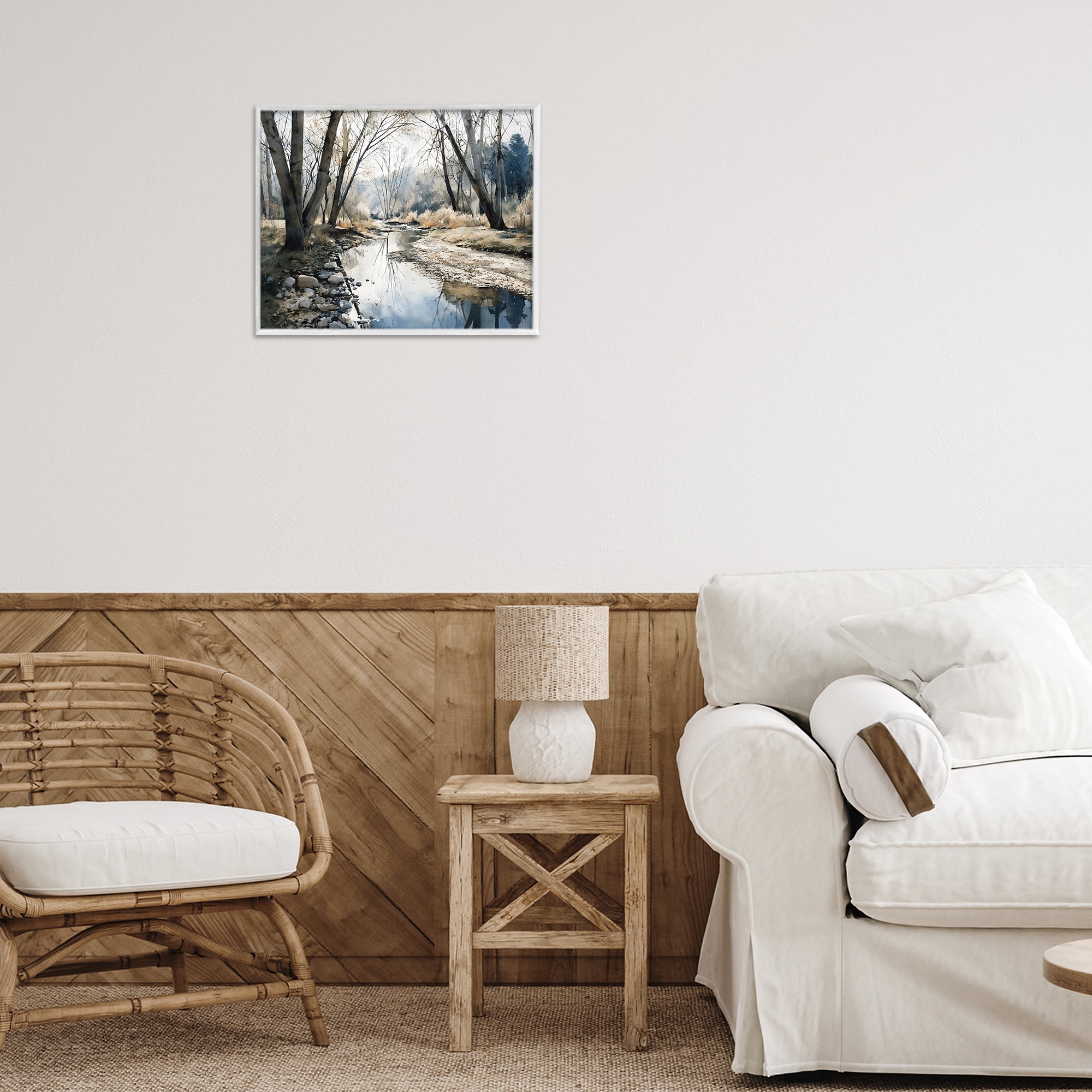 Stupell Industries Serene Reflections at Autumn Creek White Framed Giclee Art, design by Franklyn Gregory