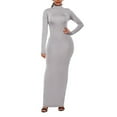 thumbnail image 3 of Women Bodycon Long Sleeve Maxi Dress Turtleneck Casual Long Midi Club Party, 3 of 14