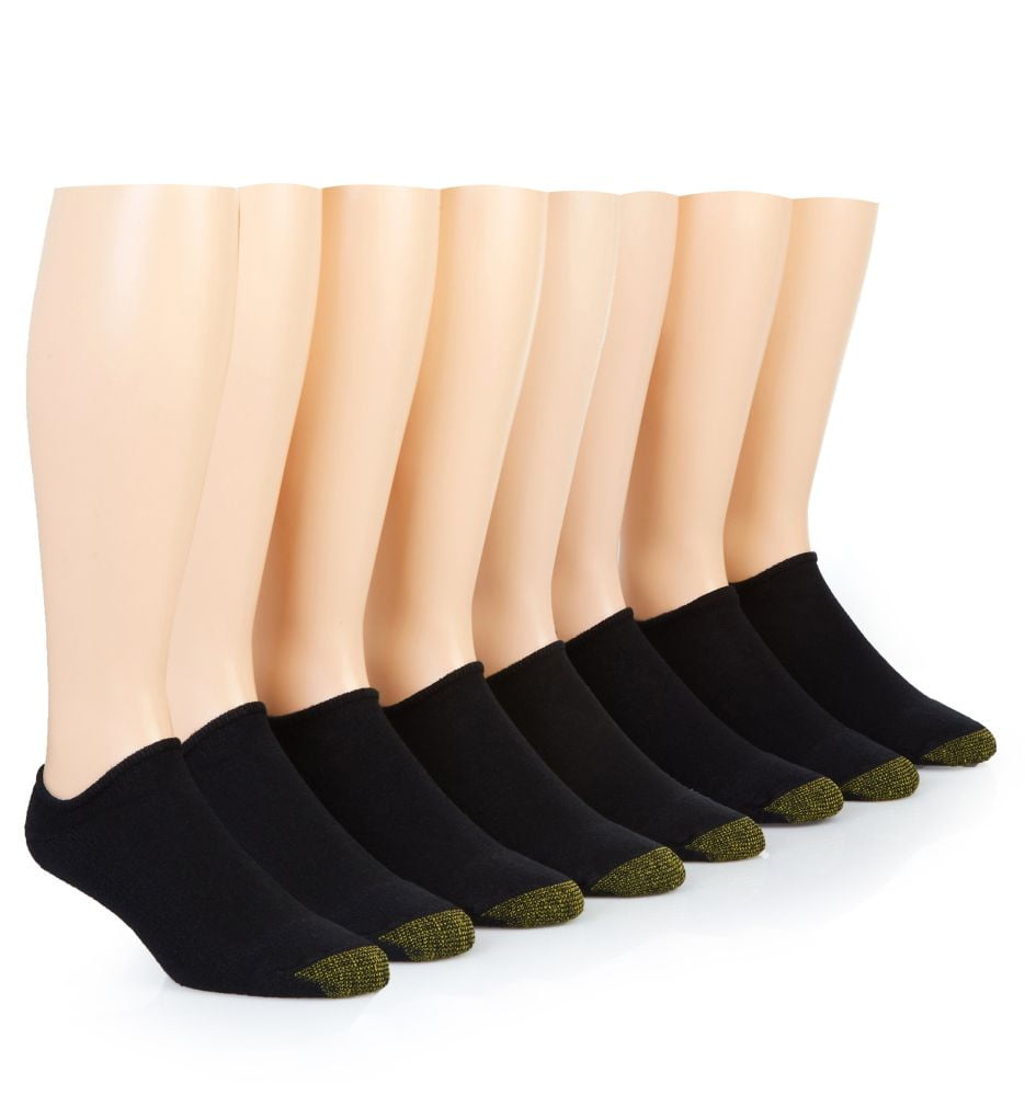 Men's Gold Toe 656FB Cushioned Cotton No Show Socks 8 Pack (Black O/S