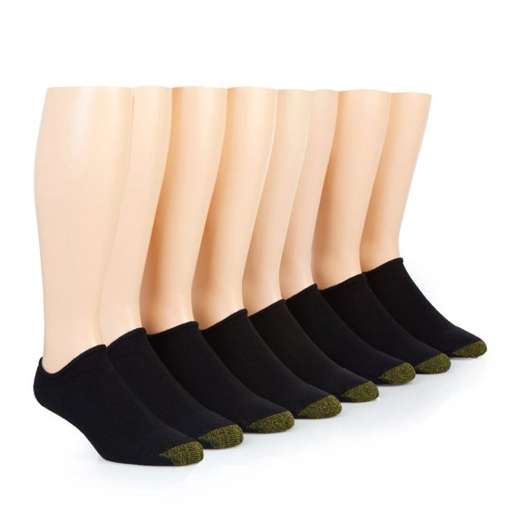 Men's Gold Toe 656FB Cushioned Cotton No Show Socks - 8 Pack (Black O/S)