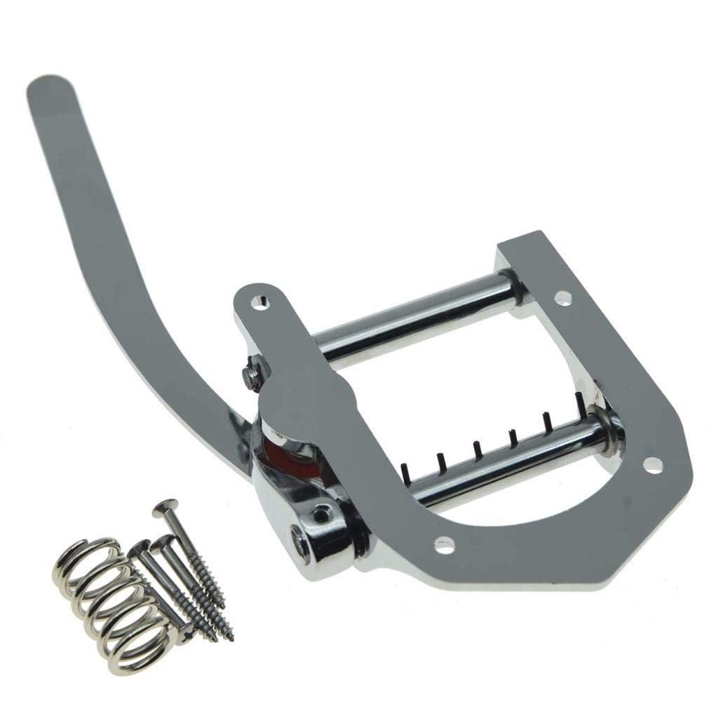 Tremolo Bridge for Electric Guitar, Chrome Plated Vibrato Tailpiece with Roller Bar, Replacement Flat Top Body, Hardtail Bridge Upgrade