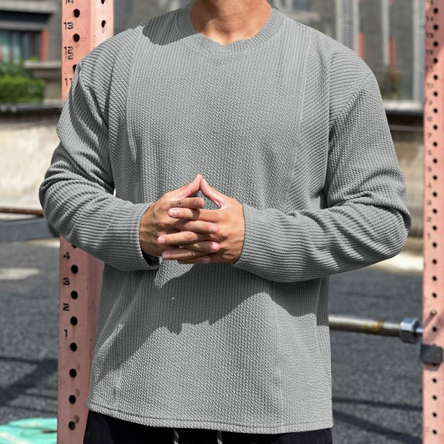 pstuiky manga larga para hombre, Camiseta/camiseta deportiva informal de manga larga transpirable con cuello redondo para hombre camisetas de hombre m