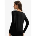 thumbnail image 2 of Womens Long Sleeve Tops Casual Basics Fall Shirts Solid Crewneck T-Shirt, 2 of 6