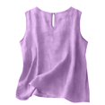 thumbnail image 4 of Cotton Linen Tank Tops for Women Summer Casual Comfy Sleeveless Linen Shirts Loose Lightweight Gauze Cami Purple L, 4 of 6