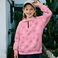 thumbnail image 2 of Uorisanigo Girls Half Zipper Sweatshirts Oversized Drop Shoulder Cute Paws Pink Quarter Zip Pullover Sweatshirts with Long Sleeve Athletic Outerwear Top for Sports and Daily Wear, 2 of 7