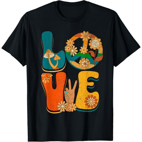 Retro PEACE SIGN LOVE T Shirt 60s 70s Tie Dye Hippie Costume T-Shirt