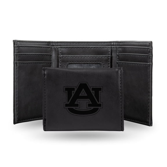 Auburn-Tiger's Black Trifold Wallet with Clear ID Window