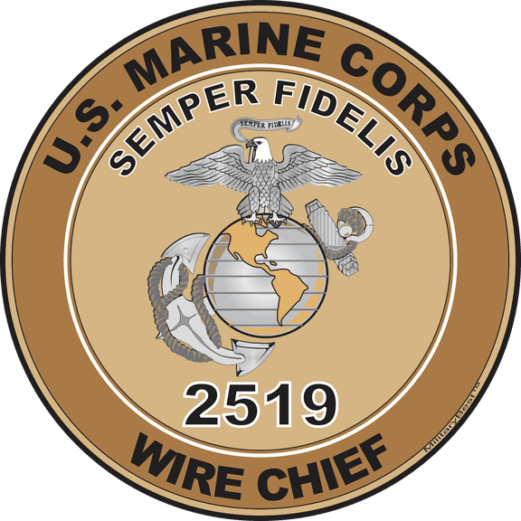 U.S.M.C. MOS 2519 Wire Chief Decal 3.8" - Desert Tan