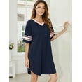 thumbnail image 3 of Avidlove Womens Nightgown Cotton Sleepshirt Sleepwear Short Sleeve Sleep Dress V Neck Nightshirt, 3 of 6