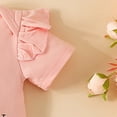 thumbnail image 5 of KPOPLK Baby Girl Summer Clothes I’m New Here Going Home Outfit Ruffle Ribbed Romper Tops Floral Shorts Set + Headband baby girl western(6-9 Months,Light Pink), 5 of 5