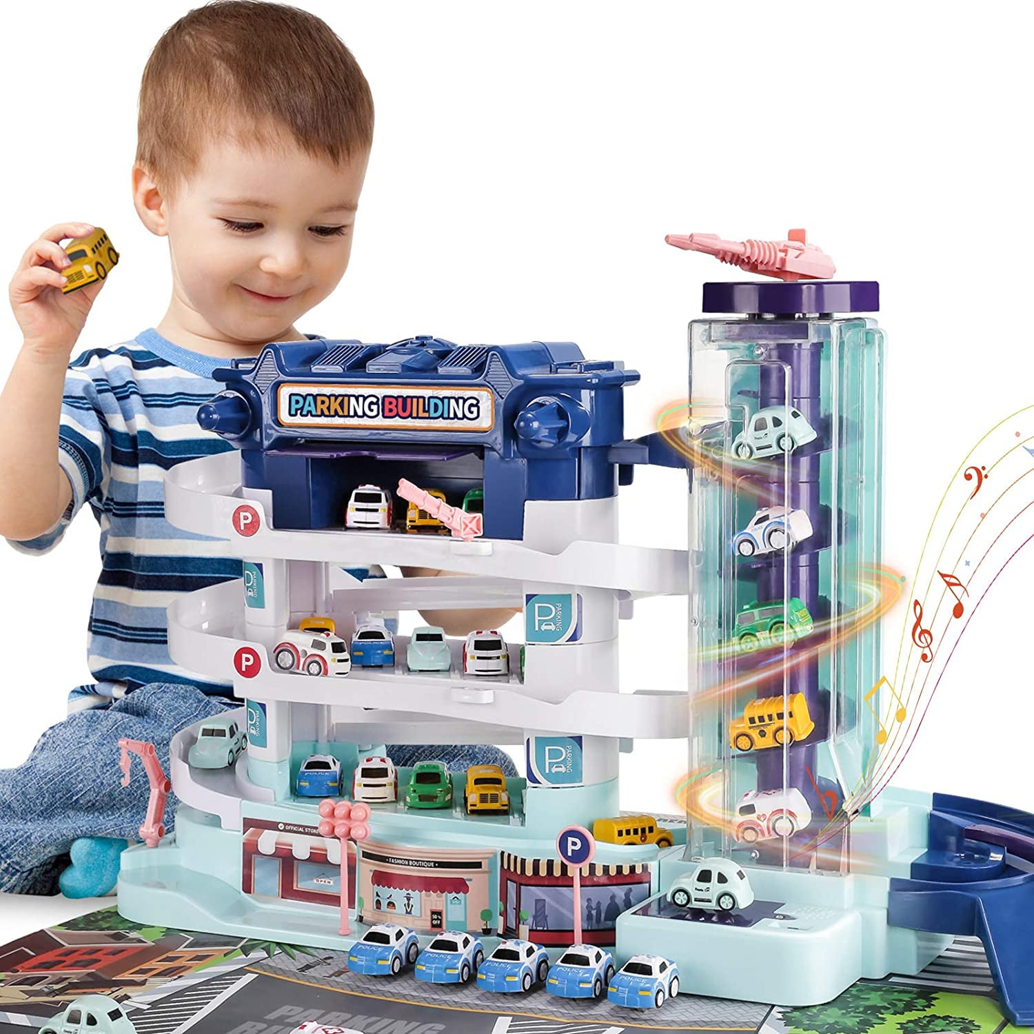 4-Layer Assembly Track Car Garage Parking Lot Model Toy Set Kids Children Gift