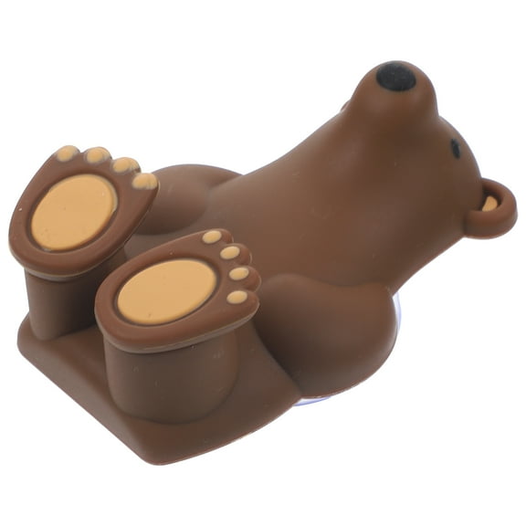 HEMOTON Cartoon Toothbrush Holder with Suction Cup in Light Brown Silicone for Bathroom Storage Use 4.5 Inches