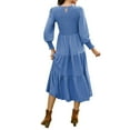 thumbnail image 2 of Mengpipi Womens Casual Long Sleeve Midi Dresses Smocked Flowy Tiered Dress Blue, Size 16-18, 2 of 7