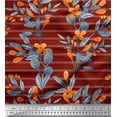 thumbnail image 1 of Soimoi Red Rayon Fabric Leaves & Floral Stripe Print Fabric by the Yard 56 Inch Wide, 1 of 3