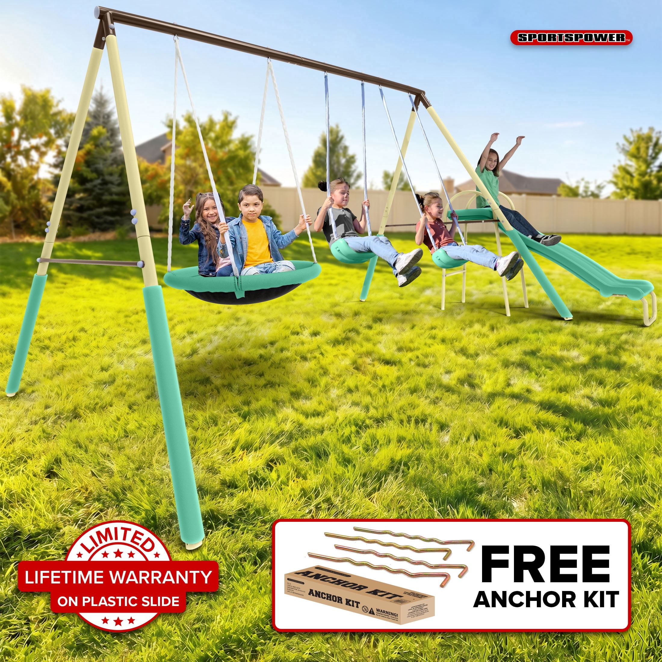Sportspower Super Saucer II Metal Swing Set with Lifetime Warranty