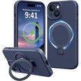 thumbnail image 1 of wonima11 Compatible with iPhone 15 Plus Case Stand, Full Camera Protection Slim Liquid Silicone Phone Cases Fit for iPhone 15 Plus Compatible with MagSafe Magnetic Ring Kickstand Case 6.7", Dark Blue, 1 of 1