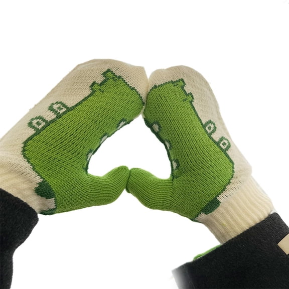 Winter Mittens for Women Men Cute Animal-Themed Thickened Warm Thermal Soft Lined Stretch Knitted Cold Weather Snow Gloves