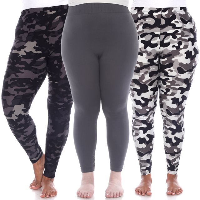 White Mark Women's 3-Pack Soft Stretchable Printed Leggings