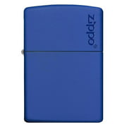 Angle View: Zippo Royal Blue Matte Logo Pocket Lighter