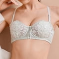 thumbnail image 4 of LLYwey Bras for Older Women Woman's Solid Color Thin Style Ventilate No Underwire Lace Crystal Glass Soft Bra Women's Plus Size nylon Soft Cup Bra Style LW-147 Green-2 32/70AB, 4 of 5