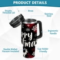 thumbnail image 4 of 30oz insulated car cup with handle and straw suitable for all ages Stainless steel vacuum insulated cup. Elk Christmas Design, 4 of 10