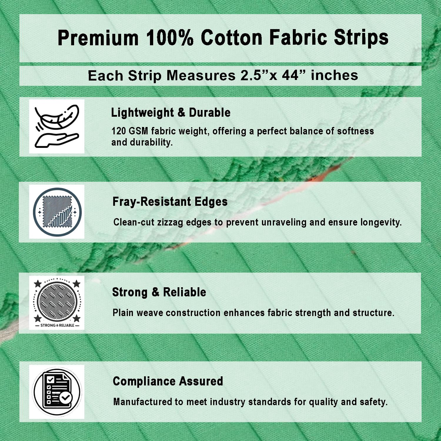 Soimoi Solid Jelly Roll Fabric Strips for Quilting, 2.5" Precut for DIY, 40 Strip Assorted Bundle, Jelly Roll For Scrapbooking, Perfect Quilting Fabric for Sewing, Craft, Home Decor- Mint Green