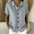 thumbnail image 2 of JYnXIANTI Summer Tops for Women Breathable Button Down Shirts Comfort Soft Lapel Blouses Casual Beach Travel Tshirt Outfits, 2 of 7