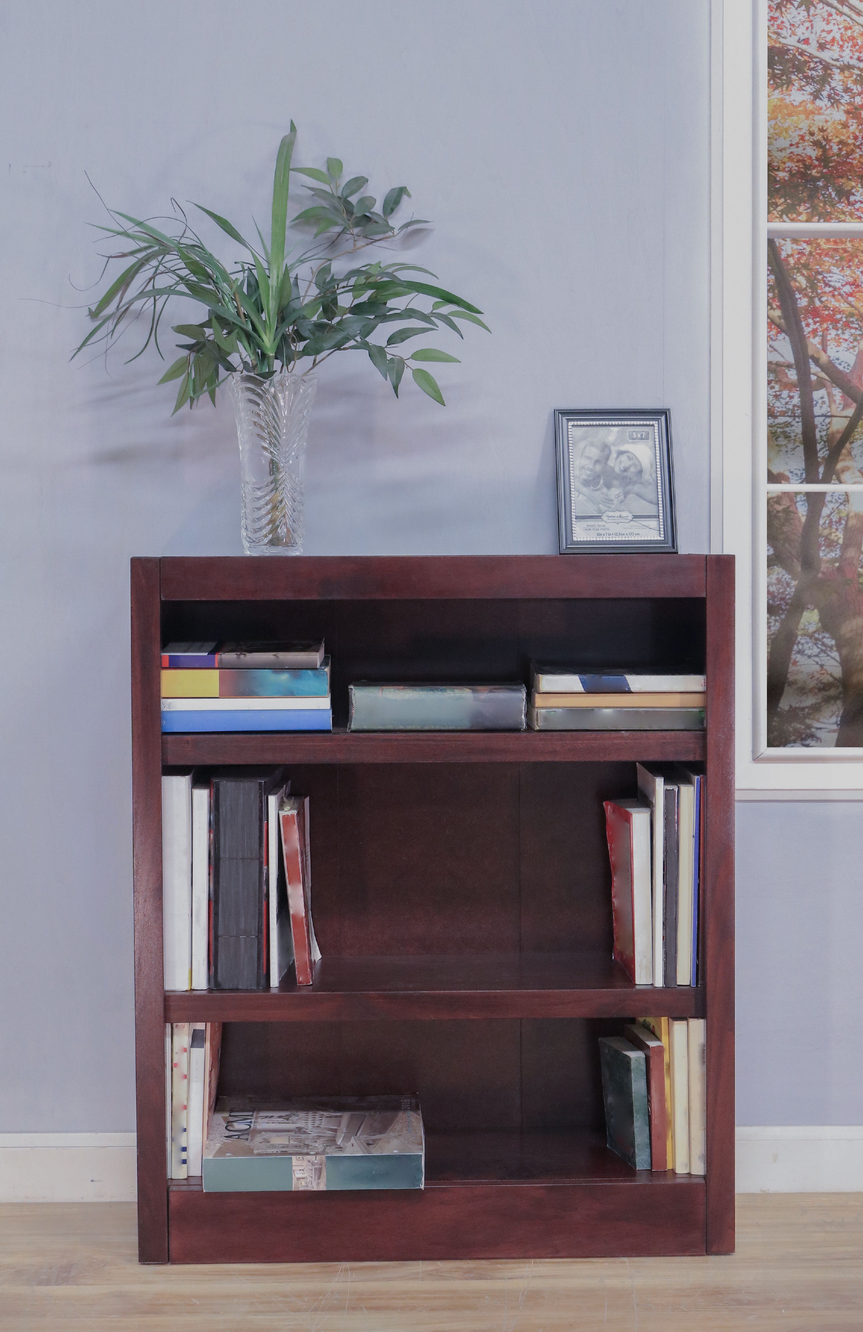 Concepts in Wood 3 Shelf Wood Bookcase, 36 inch Tall - Cherry Finish - image 2 of 6