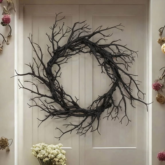 Kiddiway Halloween Glowing Garland Wreath - Lighted Door Wall Decor with Garland, Perfect for Halloween Party Decorations and Home Decor,A