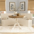 thumbnail image 3 of Linon Farmhouse Solid Pine Wood Table and Benches Living Room Set, White, 3 of 15