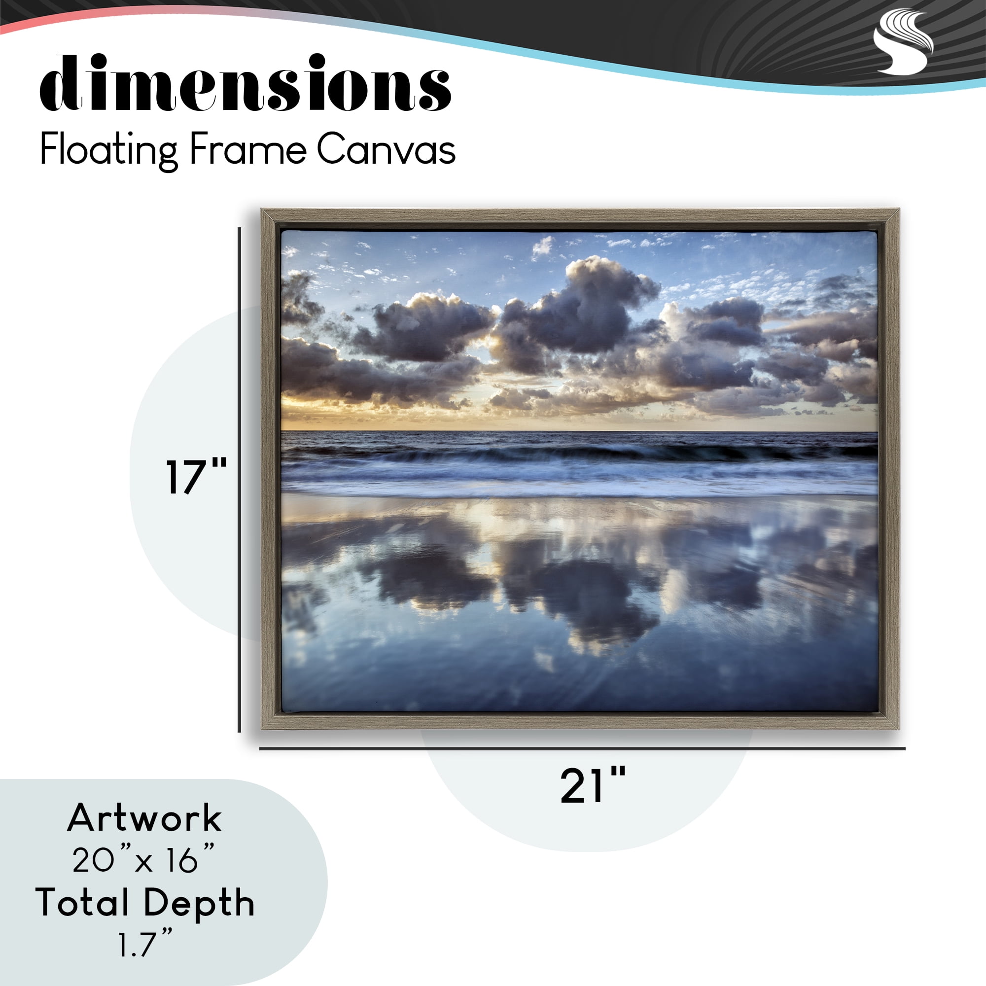 Stupell Industries Reflective Clouds Seascape Brown Framed Floater Canvas Wall Art, design by Superstock Partners LLC