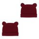 thumbnail image 2 of sweethay Gorro de bebé para mantener el calor, gorros multifuncionales para niñas y niños, gorros elásticos para niños pequeños, Otoño Vino rojo 2Conjunto, 2 of 6