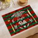 thumbnail image 1 of Juego de 1 mantel individual navideño | Adornos navideños con motivo de murciélago | Manteles individuales antideslizantes, impermeables y resistentes al calor para el comedor | Rojo, verde y blanco, 1 of 6