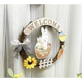 thumbnail image 3 of Goodwill Easter Wooden Hanging Sign Bunny Rabbit Welcome Sign Door Decoration with Bow Rustic Easter Wood Wreath Sign for Easter Spring Holiday Home Coffee Shop Bakery Farmhouse Window, 3 of 4