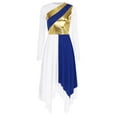 thumbnail image 3 of YONGHS Lyrical Dance Dress for Women Metallic Patchwork Asymmetrical Liturgical Praise Dance Tunic Blue L, 3 of 7