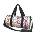 thumbnail image 2 of Xecao Peace Love and Dove Flower Power print Round Travel Duffel Bag is a foldable gym bag with an inner pocket, perfect for travel sports, 2 of 8