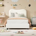 thumbnail image 4 of Qinaqin Velvet Upholstered Twin Cama Frame para Cute Low Profile Platform Girls y Boys No Caja Spring Needed Strong de Profundidad Madera Slats Noise Free Easy Assembly Blanco, 4 of 7