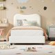 thumbnail image 3 of Velvet forrado tamaño individual marco de cama niños-cute low profile cama de plataforma girls y boys no necesita colchón base strong de madera slats noise free fácil montaje blanca, 3 of 7
