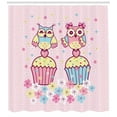 thumbnail image 2 of Owls Home Decor Shower Curtain Set, Two Owl Couples On Cupcakes Springtime Happiness Romantic Occasions Children Art, Bathroom Accessories, 69W X 70L Inches, By Ambesonne, 2 of 2