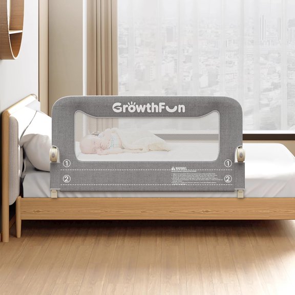 Barandilla Plegable para Cama de Niños Pequeños GrowthFun 120 cm de Acero al Carbono