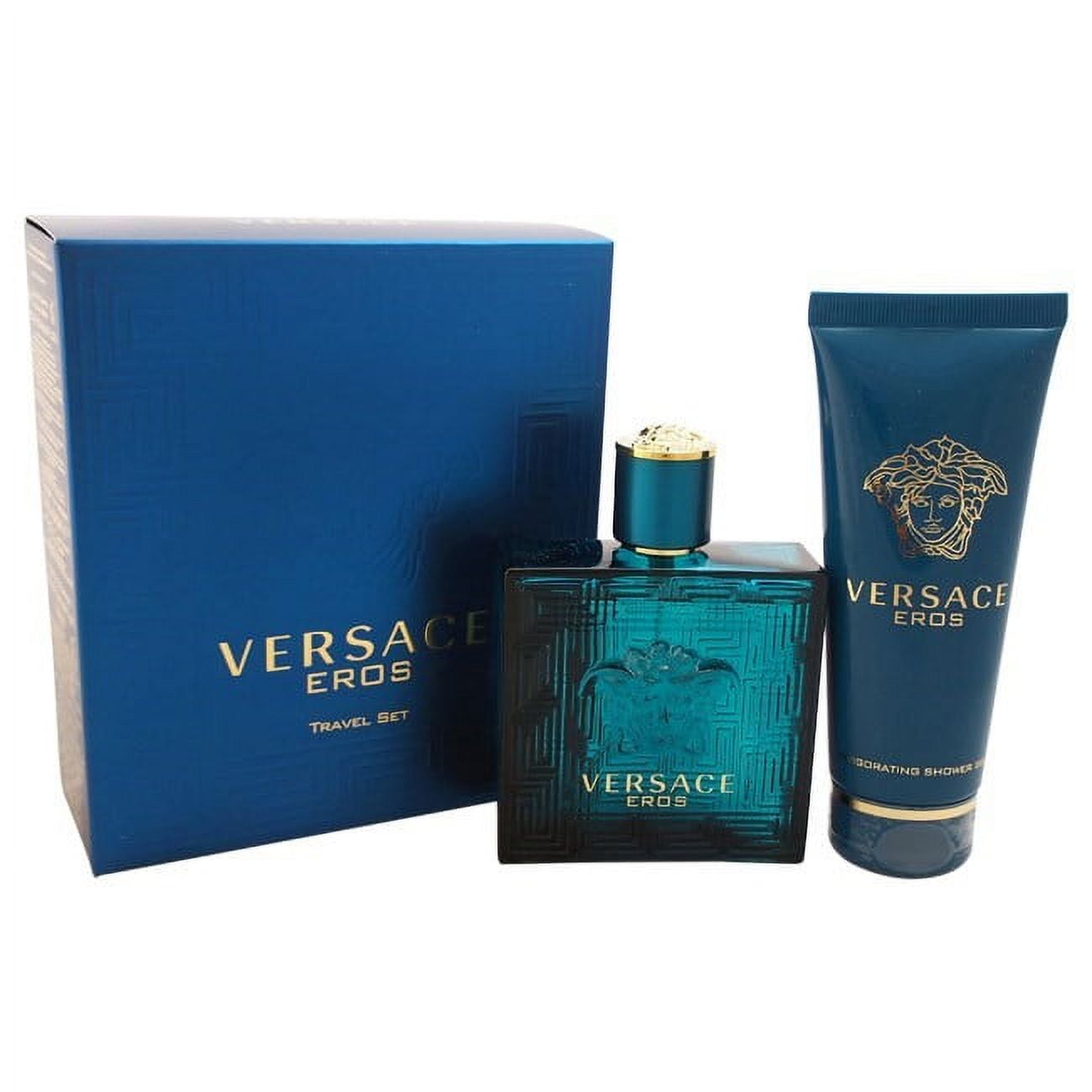 Versace, 2 Pc Gift Set, 3.4oz EDT Spray & Shower Gel, Eros Men